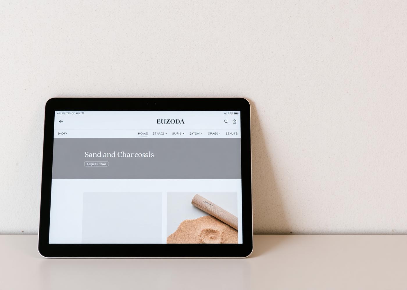 Driftline Supply ecommerce site shown on a tablet against a pale wall